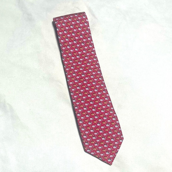 Vineyard Vines Men's Santa Whale Tie in Red 100% Silk Made in USA New Christmas - Picture 1 of 1